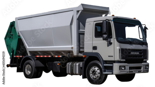 Refuse truck isolated on transparent background. Generative AI