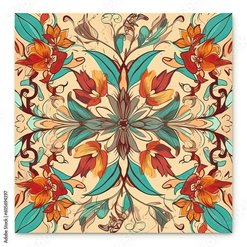Seamless pattern  colorful flowers close-up in vintage style..