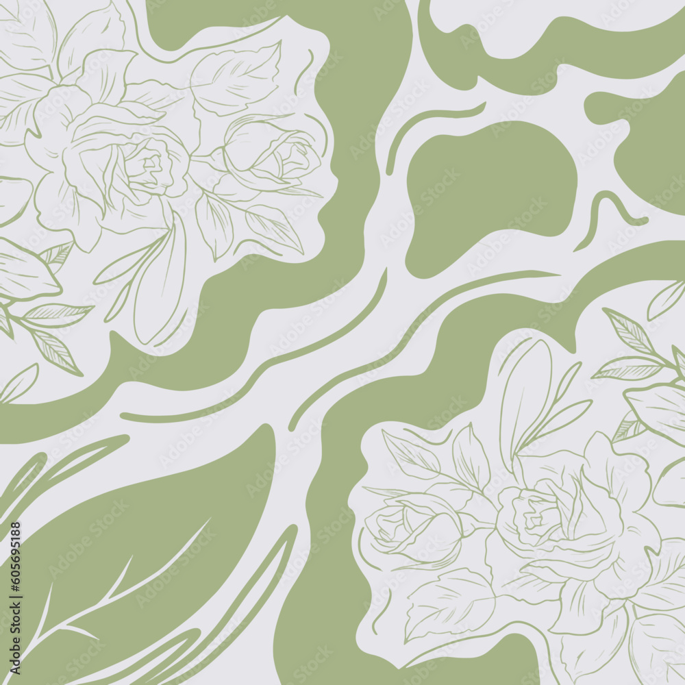 abstract minimal trendy green flower background design