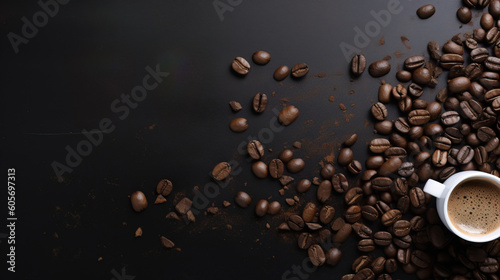 minimalistic background with coffee ingredient  top view copy space  mock up