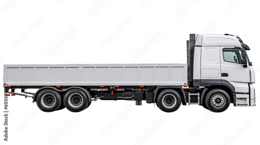 Flatbed truck isolated on transparent background. Generative AI Flatbed truck isolated on transparent background. Generative AI