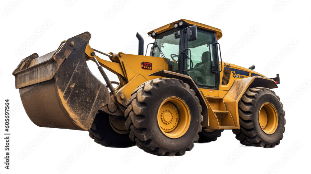 Front-end loader isolated on transparent background. Generative AI