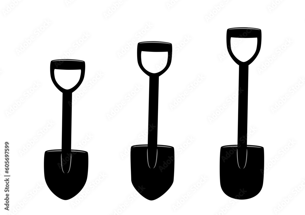 shovel silhouette on white background shovel silhouette on white background