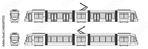 subway outline, year 2000, metro transportation, isolated white background, top, front, back and side view