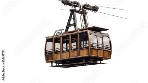 Gondola lift isolated on transparent background. Generative AI