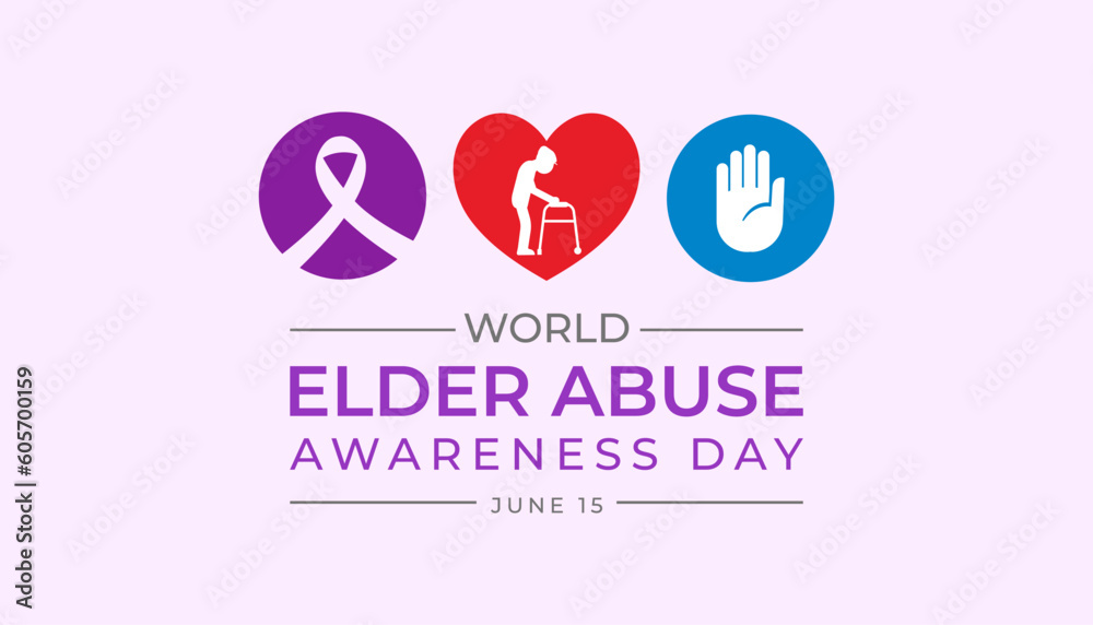 Vector illustration on the theme of World Elder abuse awareness day observed each year on June 15 across the globe. World Elder abuse awareness day banner, poster, template design.