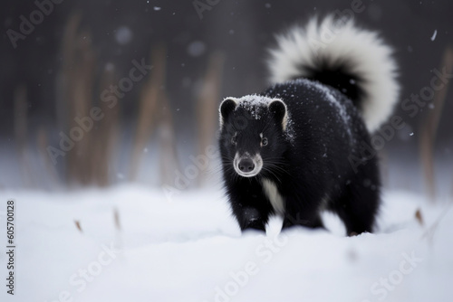 a skunk in the snow