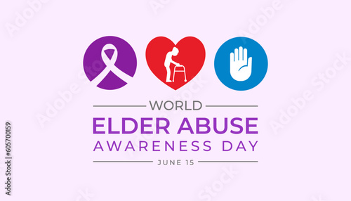 Vector illustration on the theme of World Elder abuse awareness day observed each year on June 15 across the globe. World Elder abuse awareness day banner, poster, template design.