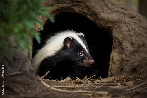 a skunk in a hole photo