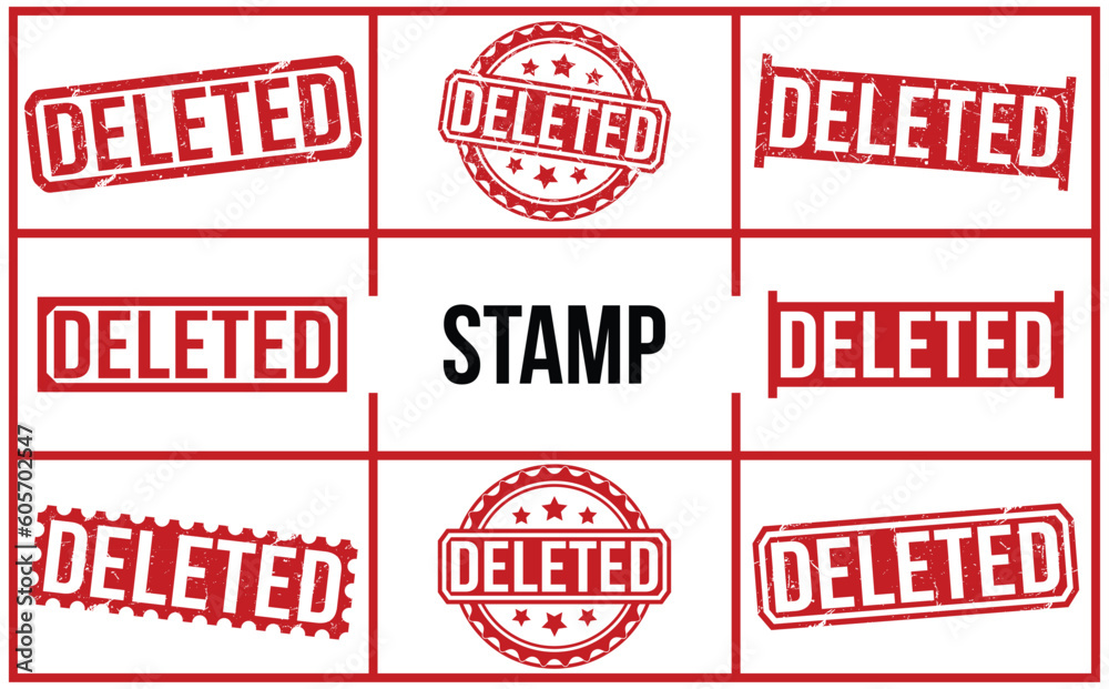 Deleted Red Rubber Stamp set vector design. Deleted Red Rubber Stamp set vector design.
