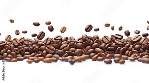 Awaken Your Senses: Close-Up of Aromatic Coffee Beans on a White Background, generative ai