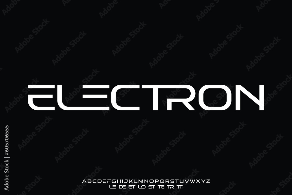 Fototapeta premium Creative modern font vector with ligature style. Futuristic alphabet typeface illustration for technology company