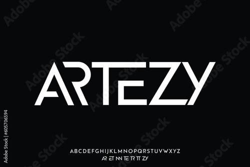Creative abstract modern sans serif font vector with ligature style. Alphabet typeface for business company