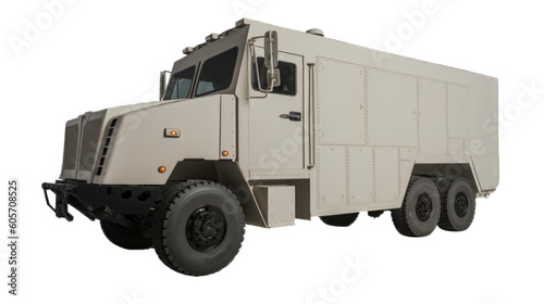 Armored truck isolated on transparent background. Generative AI