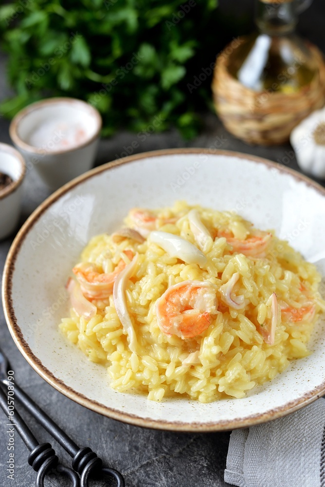 Risotto with squid and shrimps Risotto with squid and shrimps