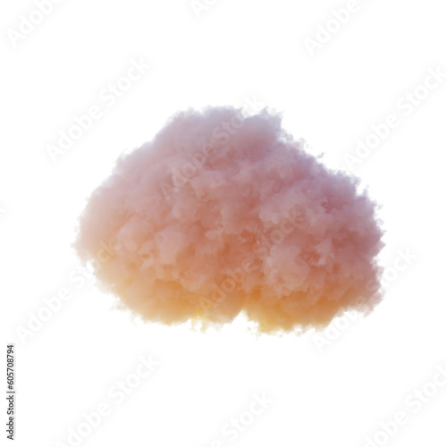 Realistic orange cloud isolated on transparent background.3d render png file
