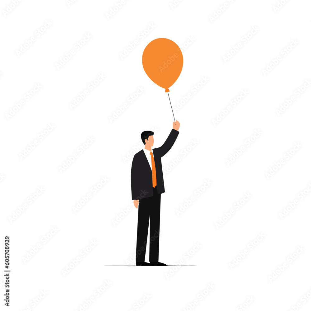 Man in a suit holding yellow balloon vector isolated Man in a suit holding yellow balloon vector isolated