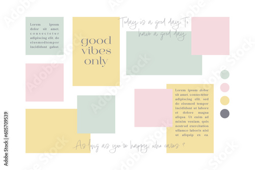 Vector photo collage template moodboard pictures grids vector illustration