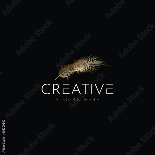 Design a luxury notary logo, solutions for brand identity designs for startup companies, individuals, letter n, feathers vector template in gold color