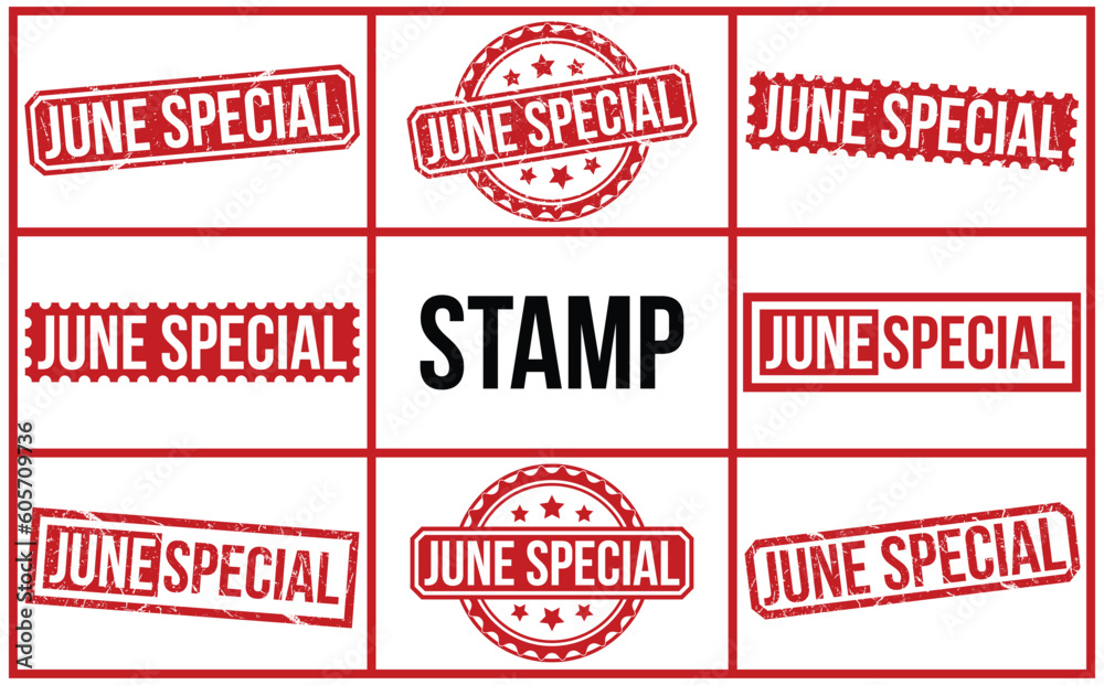 June special Red Rubber Stamp set vector design. June special Red Rubber Stamp set vector design.