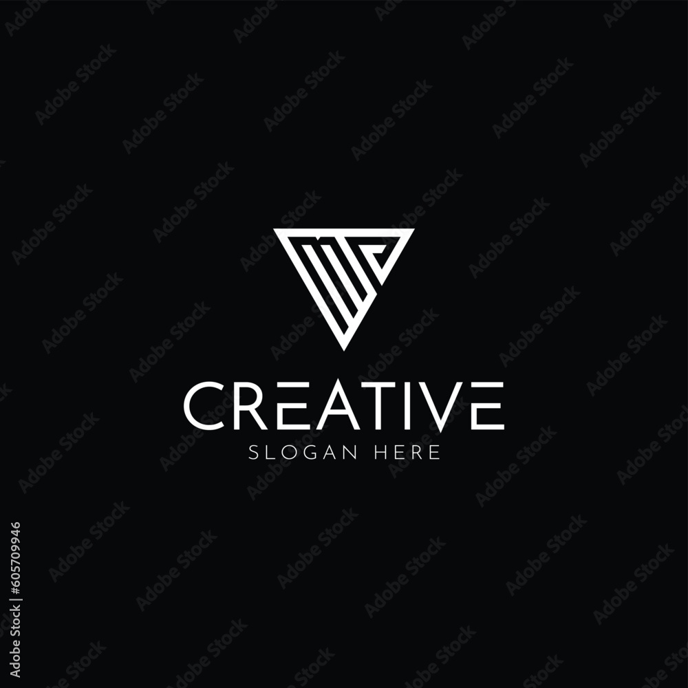design a clever and minimalist monogram logo MP in a triangle shape ...