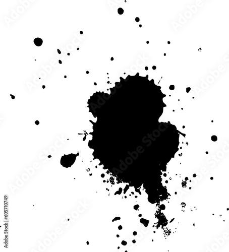 black ink drop splatter splash watercolor in grunge graphic element
