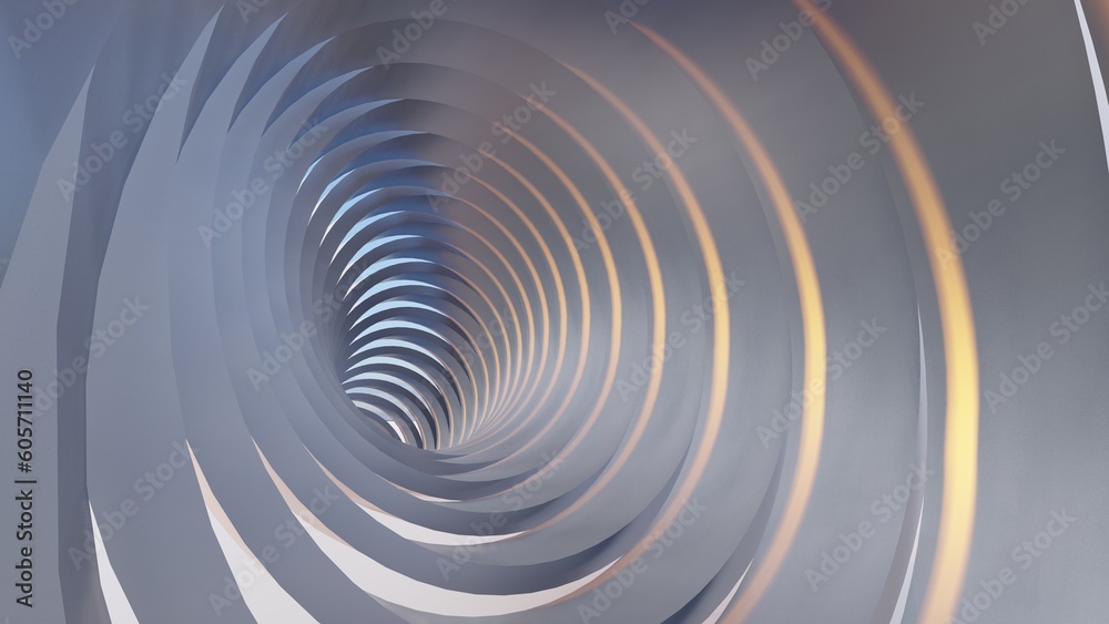 Abstract architecture background metallic round tunnel 3d render Abstract architecture background metallic round tunnel 3d render