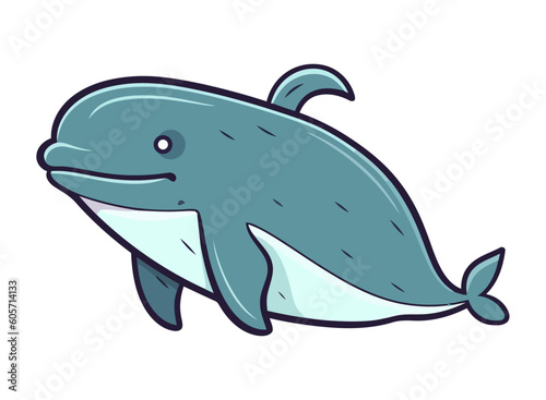 Cheerful dolphin on white background