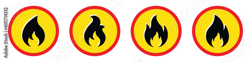 Fire warning icon. Flammable icon, vector illustration