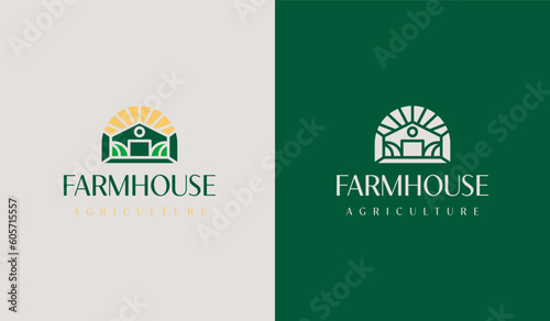 Agriculture Farmhouse Logo Set. Universal creative premium symbol. Vector sign icon logo template. Vector illustration