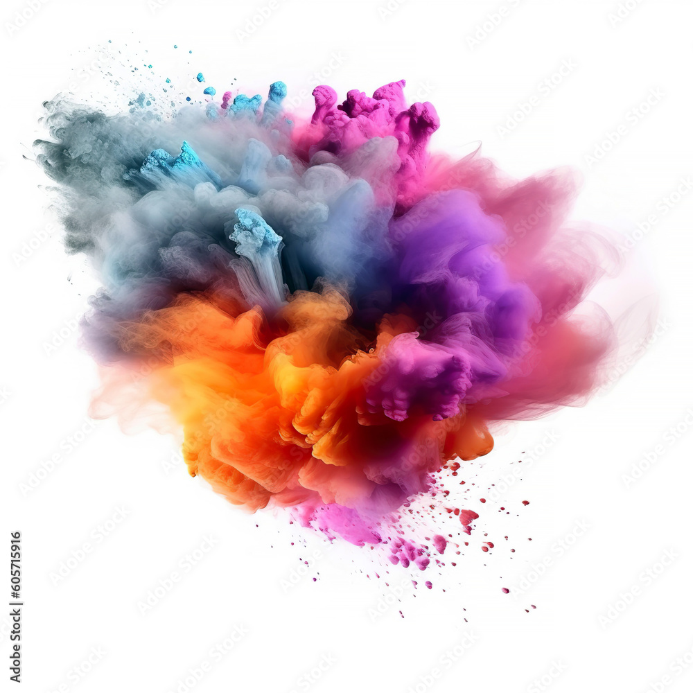 Fototapeta premium Multi color powder explosion isolated on white background.
