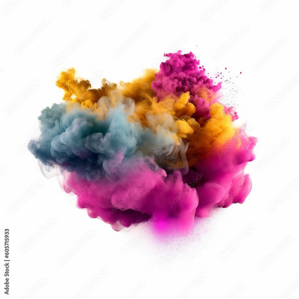 Multi color powder explosion isolated on white background. Multi color powder explosion isolated on white background.