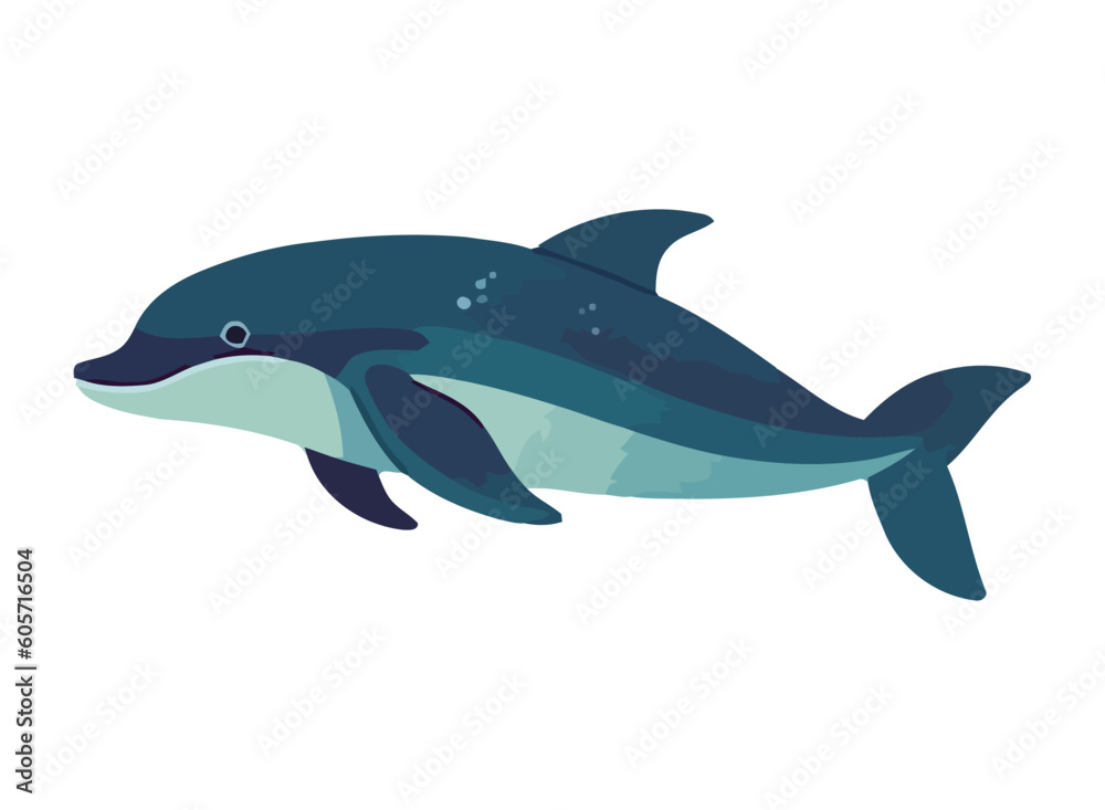 Jumping dolphin, cute aquatic mammal icon Jumping dolphin, cute aquatic mammal icon
