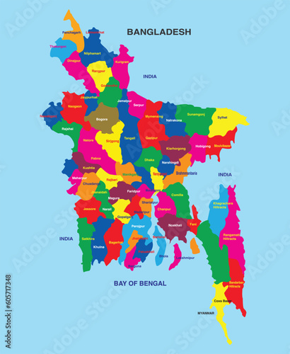 Bangladesh district map with vector