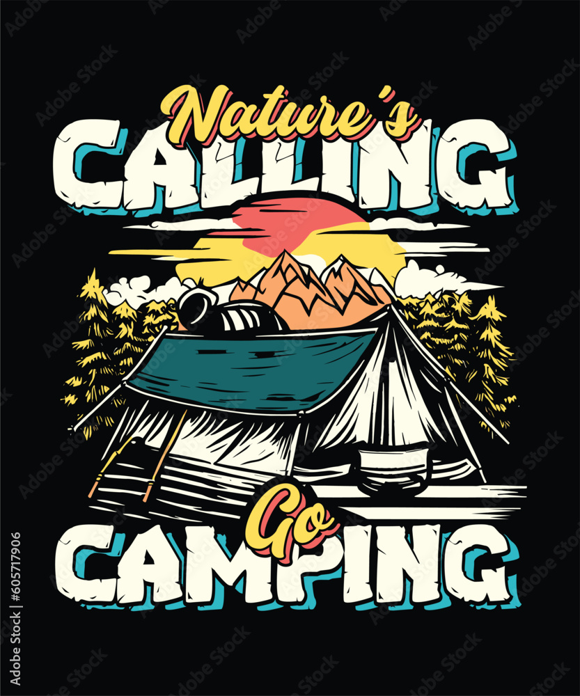 Camping T-shirt Design Vector