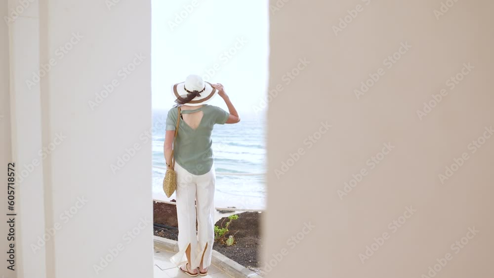 Reveal female arriving at luxury Mediterranean hotel Europe Reveal female arriving at luxury Mediterranean hotel Europe