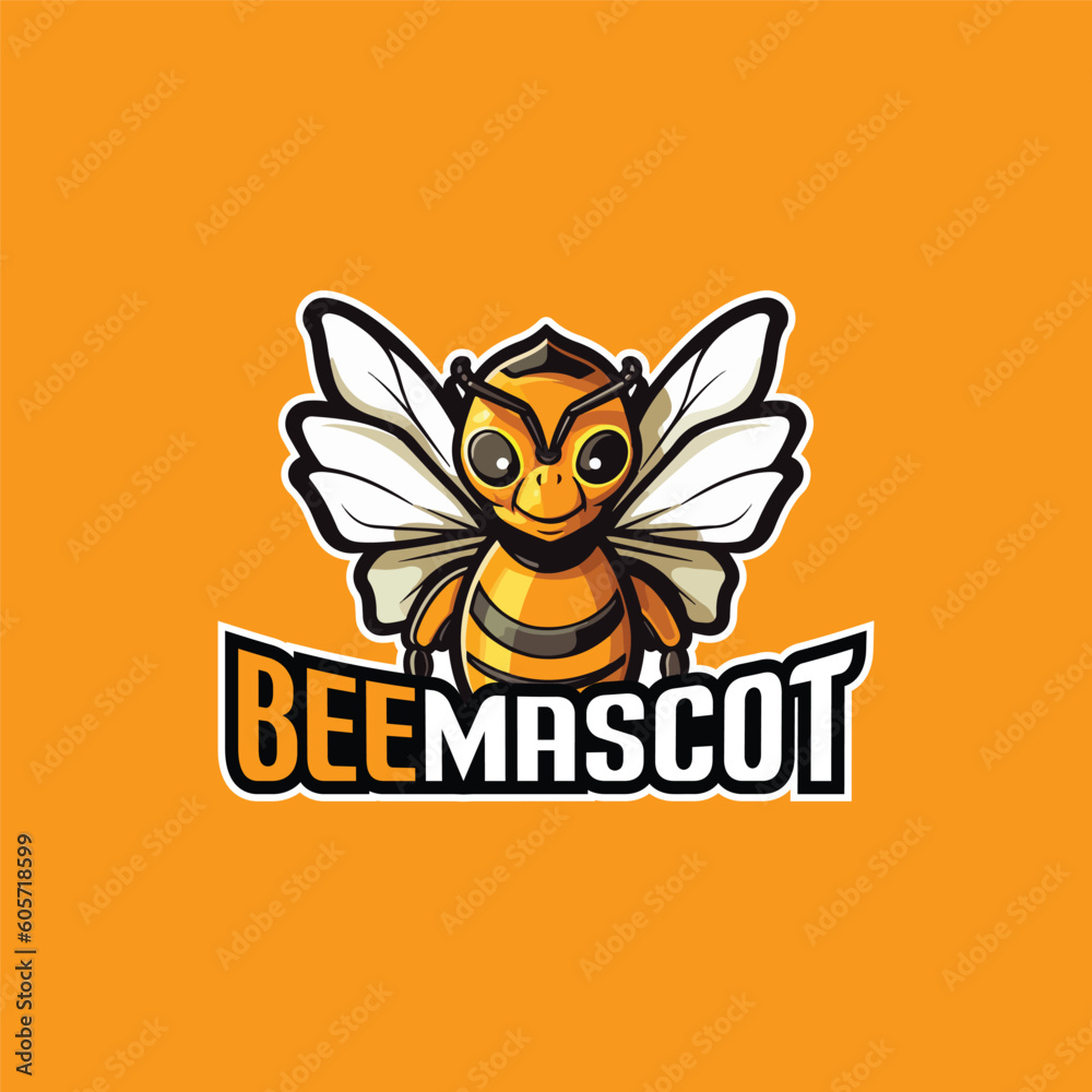 Bee Mascot Logo Design Bee Logo Vector
