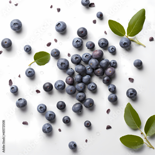 Blueberries Scattered On White Background Illustration