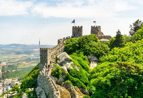 Castle of the Moors or Castelo dos Mouros Sintra, Portugal. This castle is part of UNESCO World Heritage Site.