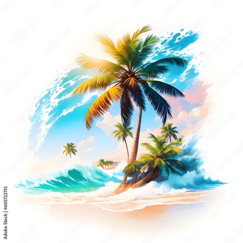 Palm trees on the beach landscape summer 