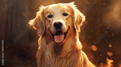 A painting of a golden retriever dog  © DLC Studio