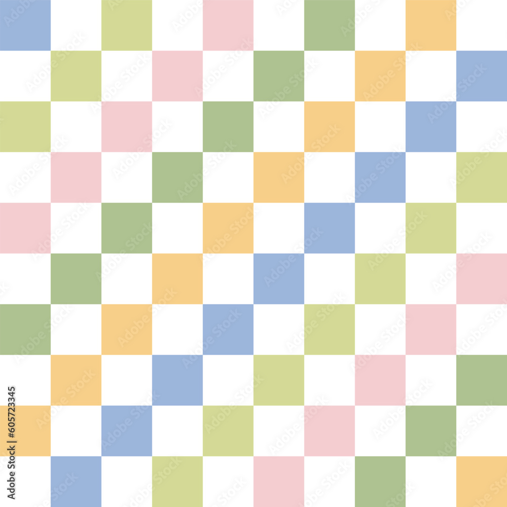 Checkerboard multicoloured vector seamless pattern. Geometric abstract background. Checkered surface design. Checkerboard multicoloured vector seamless pattern. Geometric abstract background. Checkered surface design.