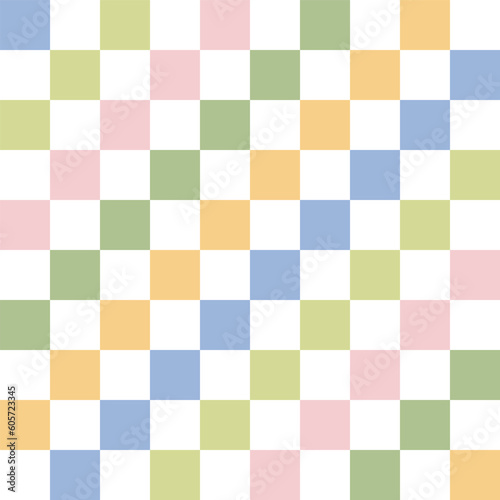 Checkerboard multicoloured vector seamless pattern. Geometric abstract background. Checkered surface design.