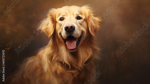 A painting of a golden retriever dog 