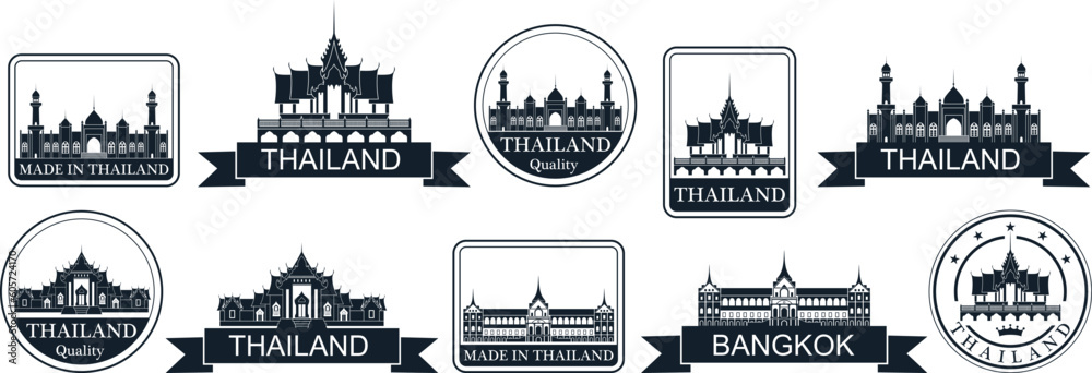 Thailand set. Isolated Thailand on white background