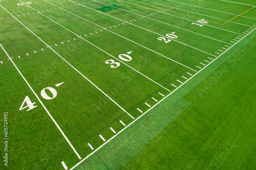 Football field 40 yard line red zone