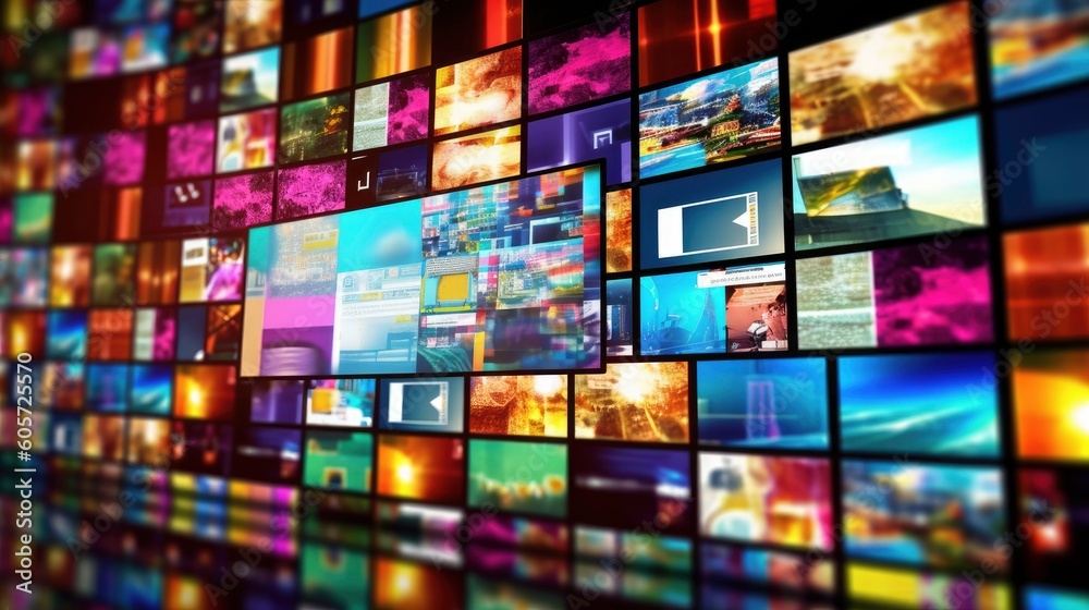 Digital Technology Concept of Image Display on Screens Generated by AI Digital Technology Concept of Image Display on Screens Generated by AI