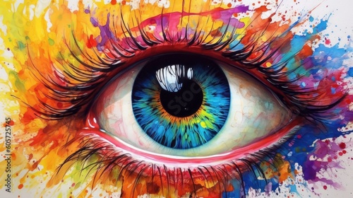 Artistic Abstract Beauty of Painted Eye Generated by AI