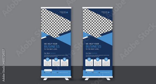 Roll up banner stand template design. corporate Roll up background for Presentation. Vertical roll up, x-stand, exhibition display, Marketing, Promotion