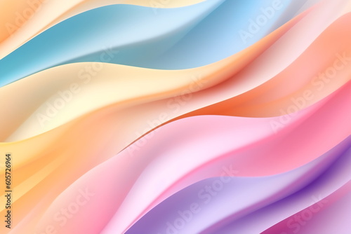 Abstract rainbow textile waves background. Curved wave in motion. A soft background with a pastel-colored gradient. Fashion color trends. Soft focus